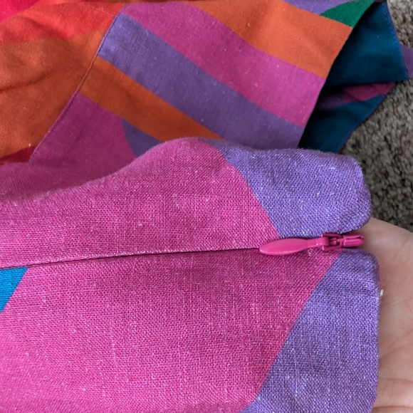 Farm Rio Mixed Geometric Print Puff Sleeve Crop Top NWT Linen Blend - Picture 5 of 10